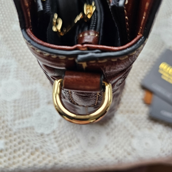 PIJUSHI ROSE CROSSBODY EMBOSSED LEATHER BROWN. - Picture 12 of 16